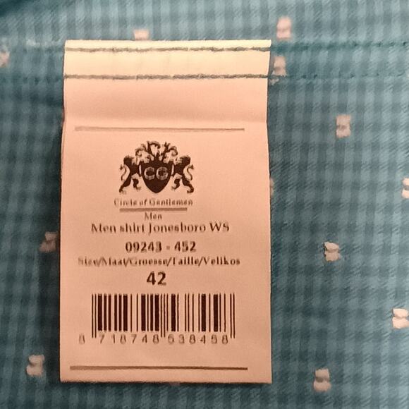 Preowned Circle of Gentlemen Button Down Dress Shirt - Size 16.5 / 42 Blue - Picture 5 of 16